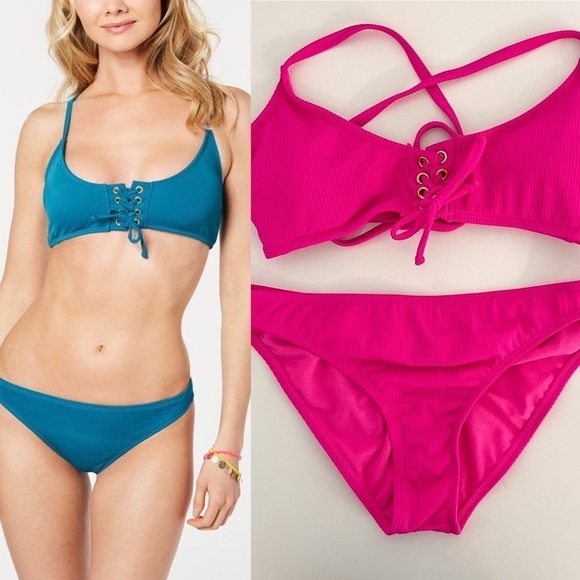 California Waves Pink Two Piece Bikini Set M - Picture 1 of 11